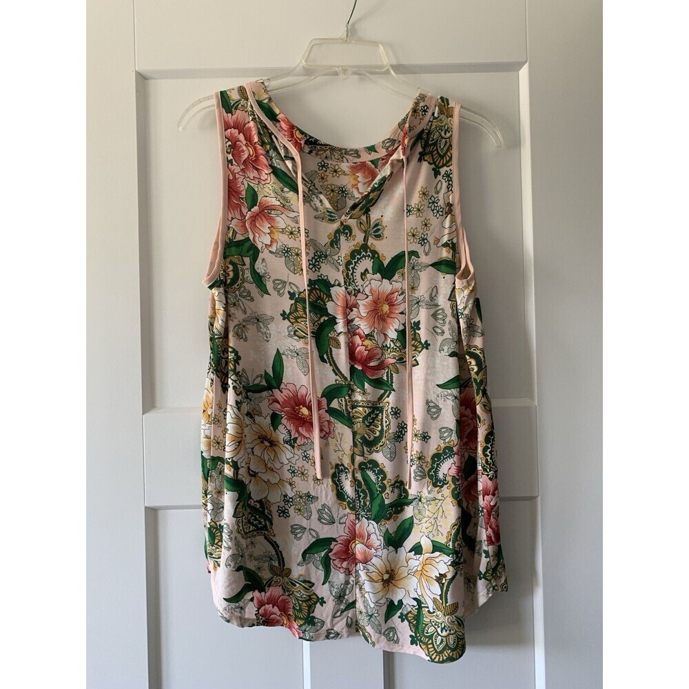 Carmen Marc Valvo Blossom Floral Print Multicolor Sleeveless Top Blouse Small - Picture 2 of 5